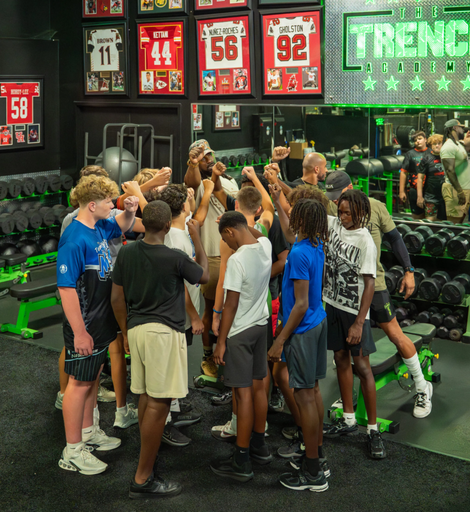 Young athletes training together in The Trench Academy gym